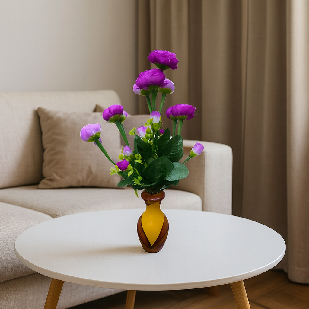 Artificial Flower Purple Blossom Bouquet in with pot Decor Bedrooms, Entry tables, Table top